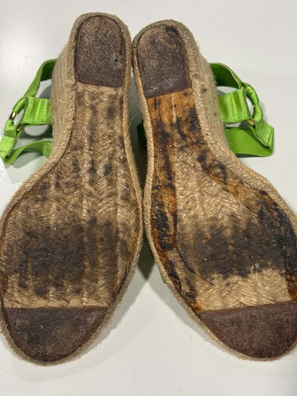Lauren Ralph Lauren Indigo Lime Green Elastic Wedge Espadrille Sandals Size 8B - Picture 7 of 7